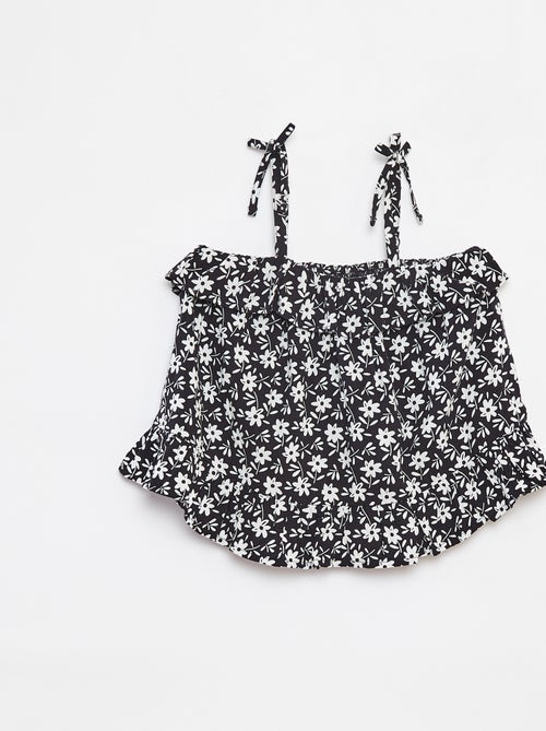 Top met smalle schouderbandjes en palmbomenprint - Kiabi