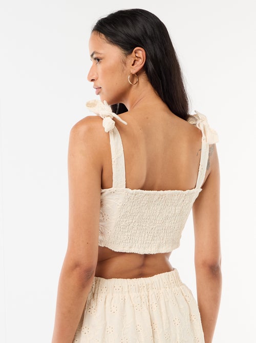 Top met strikbandjes van katoen - Kiabi