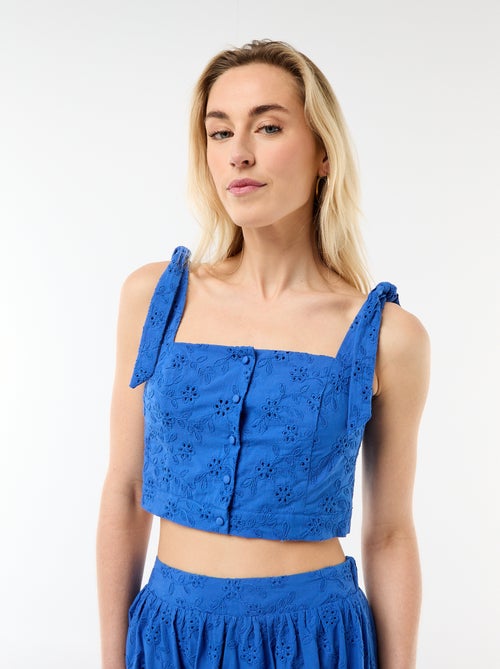 Top met strikbandjes van katoen - Kiabi