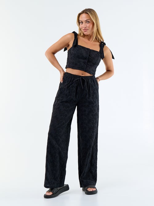 Top met strikbandjes van katoen - Kiabi