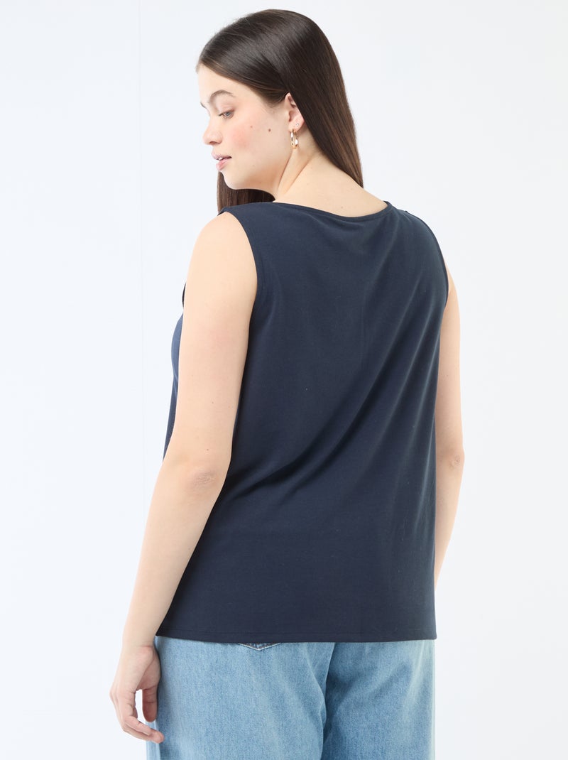 Top met V-hals en kant Blauw - Kiabi