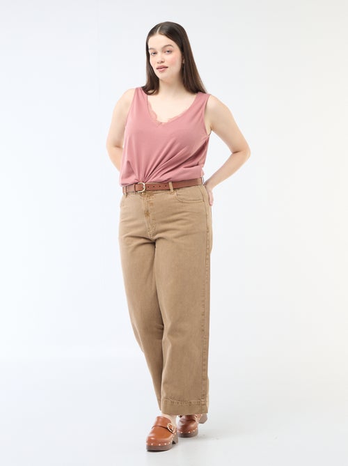 Top met V-hals en kant - Kiabi