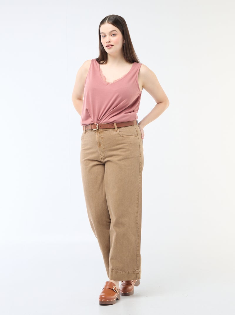 Top met V-hals en kant Rose - Kiabi