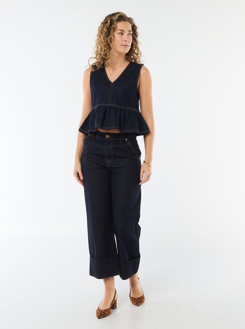 Top van denim met V-hals - Kiabi