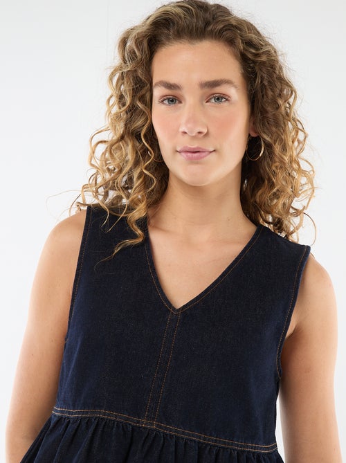 Top van denim met V-hals - Kiabi
