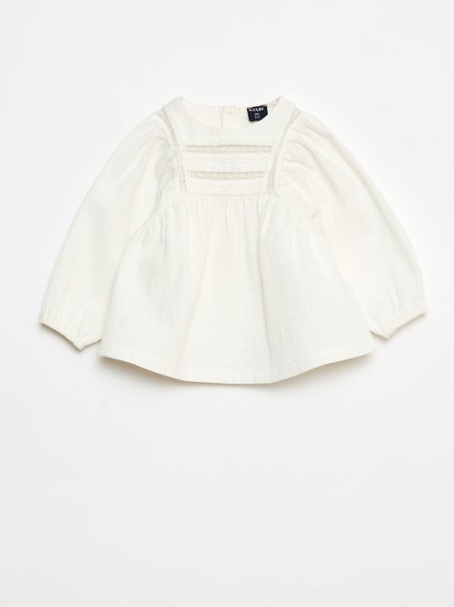 Top van dobby met kanten detail - Kiabi