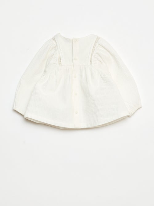 Top van dobby met kanten detail - Kiabi