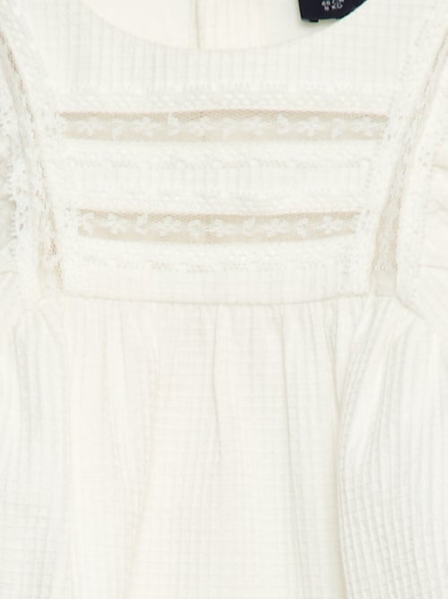 Top van dobby met kanten detail - Kiabi