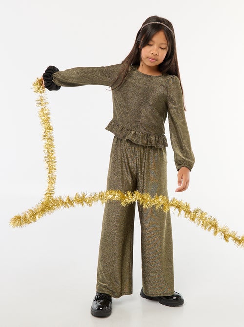 Top van glanstricot met ruches - Kiabi