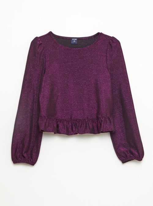 Top van glanstricot met ruches - Kiabi