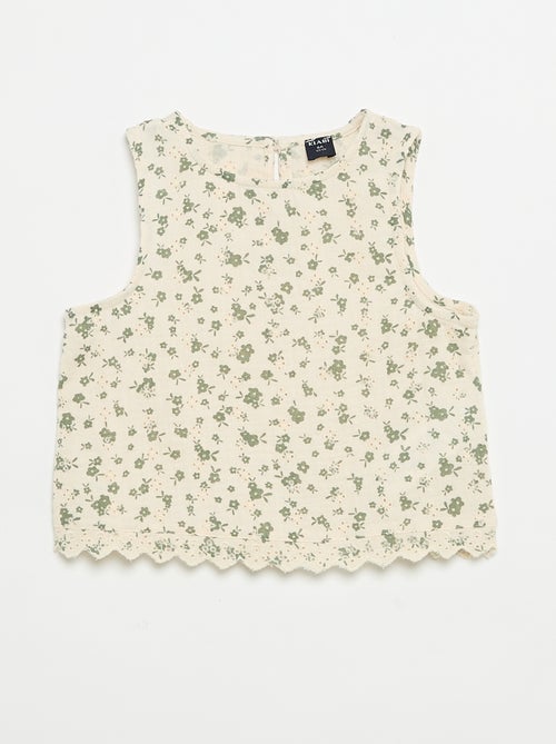 Top van katoenen gaas met bloemenprint - Kiabi