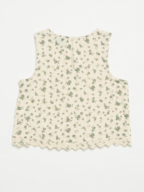 Top van katoenen gaas met bloemenprint - Kiabi