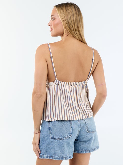 Top van linnenmix met spaghettibandjes - Kiabi