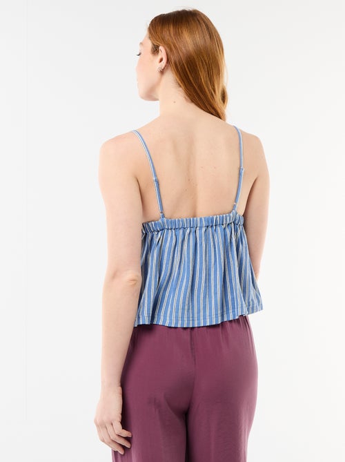 Top van linnenmix met spaghettibandjes - Kiabi