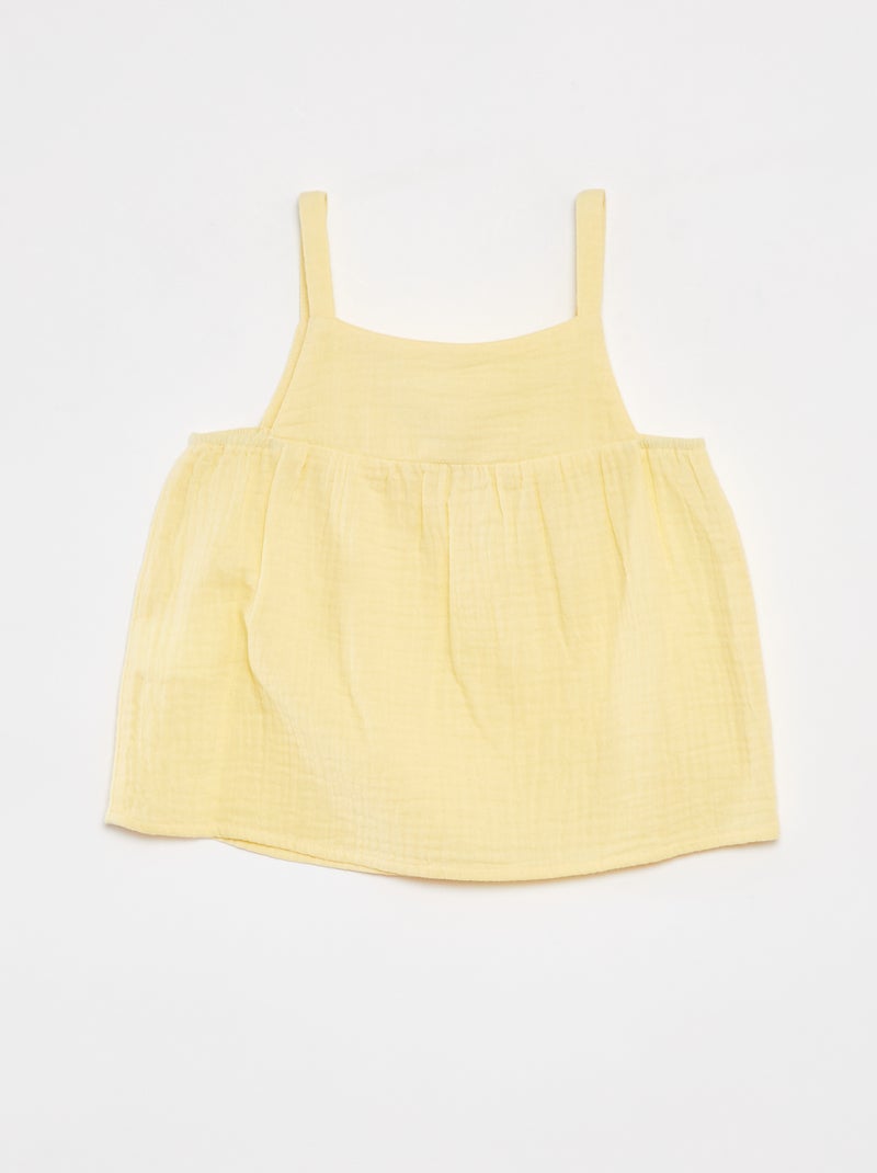 Top van luchtig katoen met smalle bandjes GEEL - Kiabi