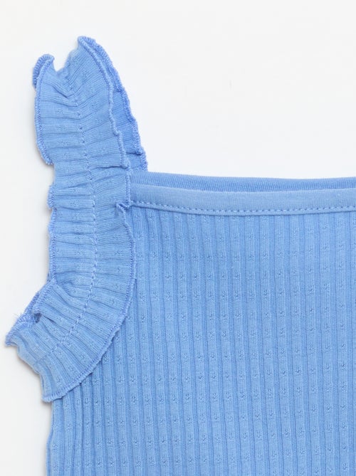 Top van ribpointelle met volantbandjes - Kiabi