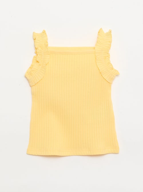 Top van ribpointelle met volantbandjes - Kiabi