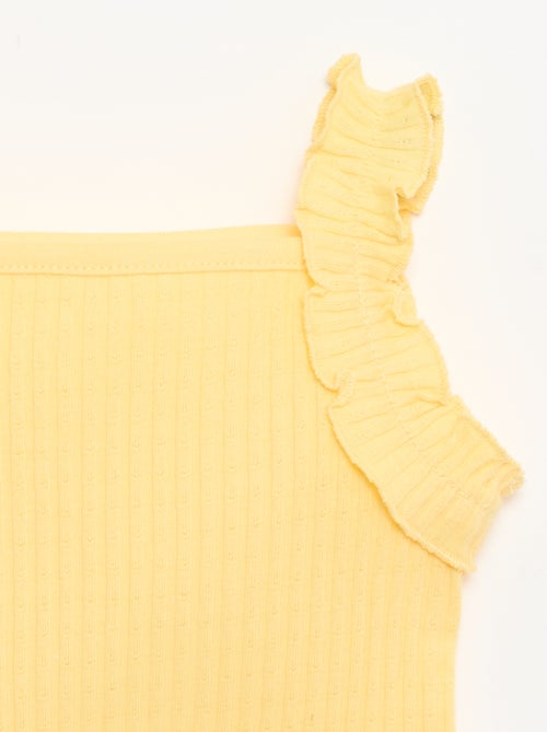 Top van ribpointelle met volantbandjes - Kiabi