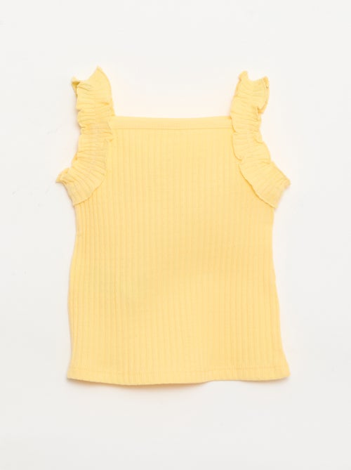 Top van ribpointelle met volantbandjes - Kiabi