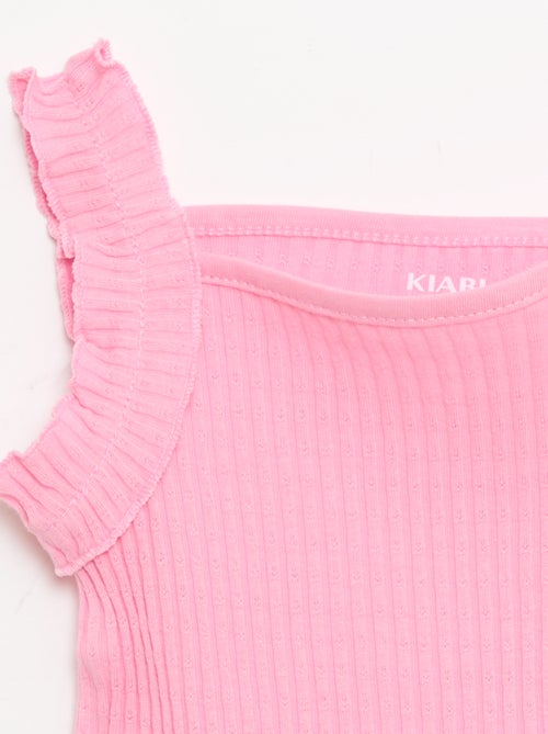 Top van ribpointelle met volantbandjes - Kiabi