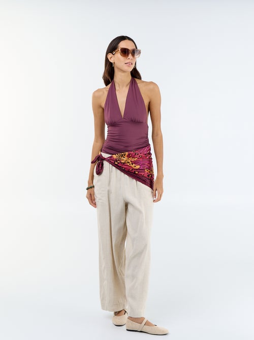 Top van stretchstof met colkraag - Kiabi