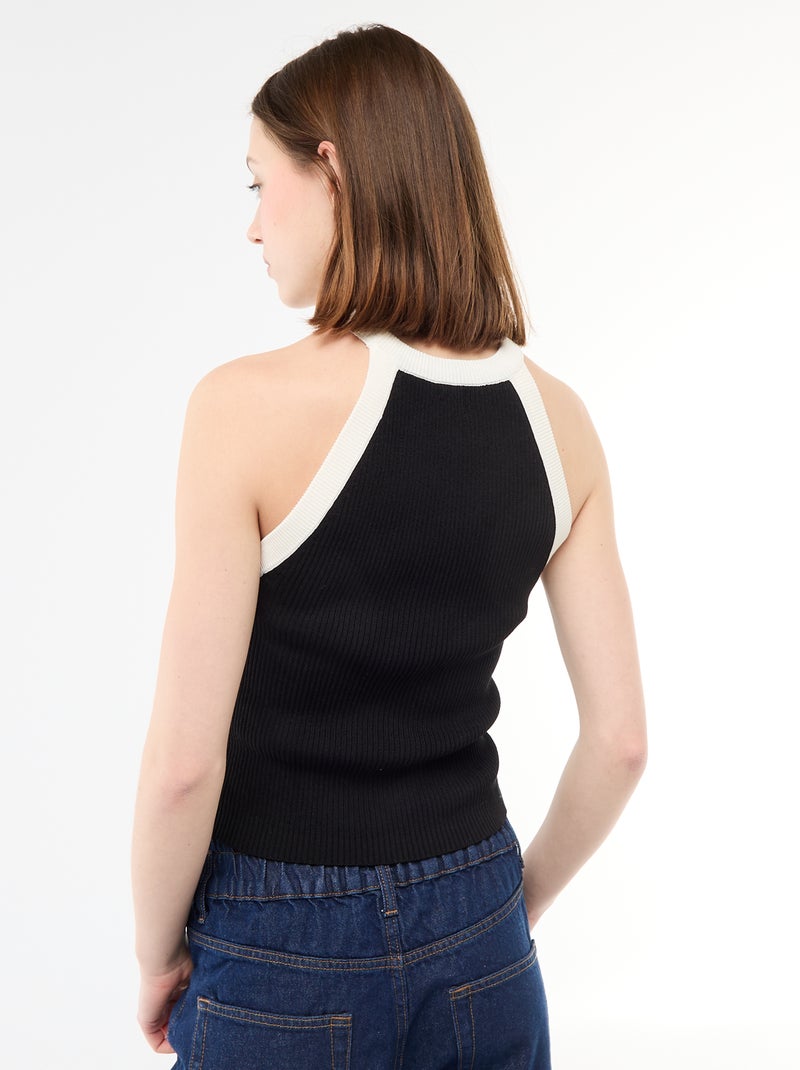 Top van tricot met Amerikaanse armsgaten Zwart - Kiabi