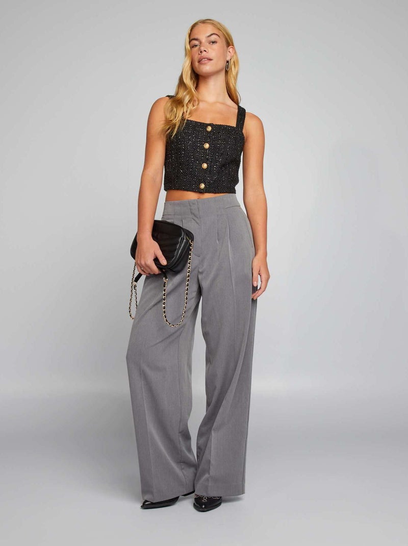 Top van tweedstof zwart - Kiabi