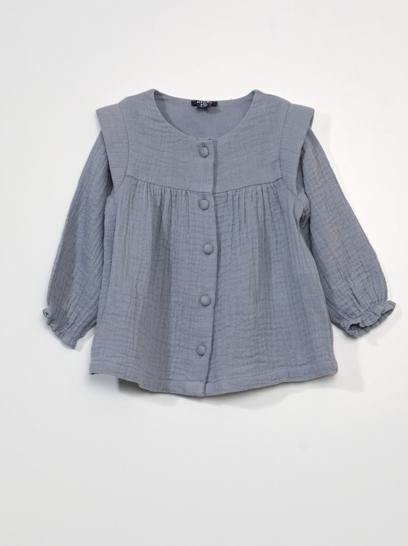 Top van zachte, luchtige katoen BLAUW - Kiabi