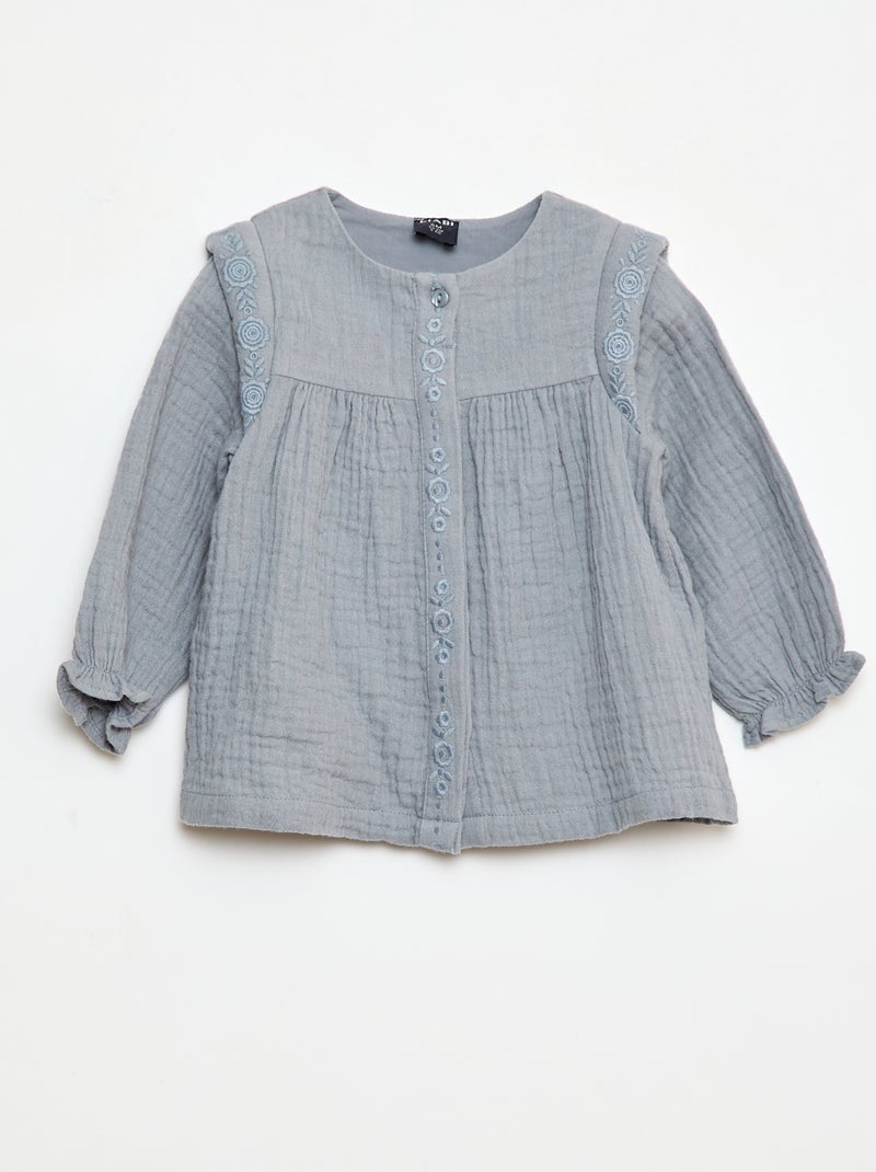 Top van zachte, luchtige katoen Blauw - Kiabi