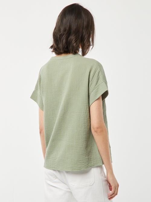 Top van zachte, luchtige katoen met borduursels - Kiabi