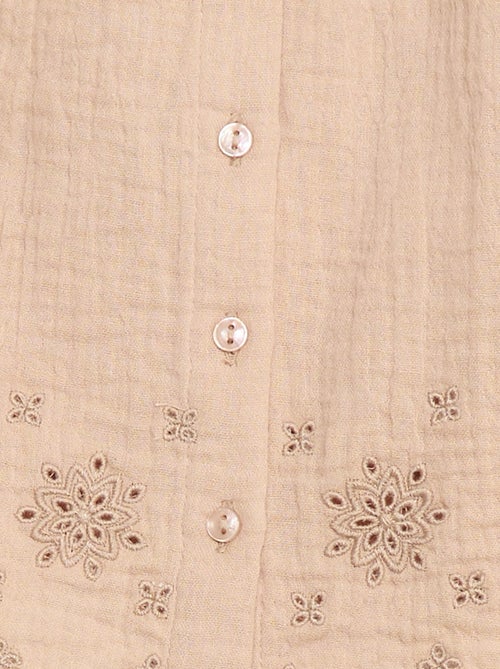 Top van zachte, luchtige katoen met korte mouw met ruches - Kiabi