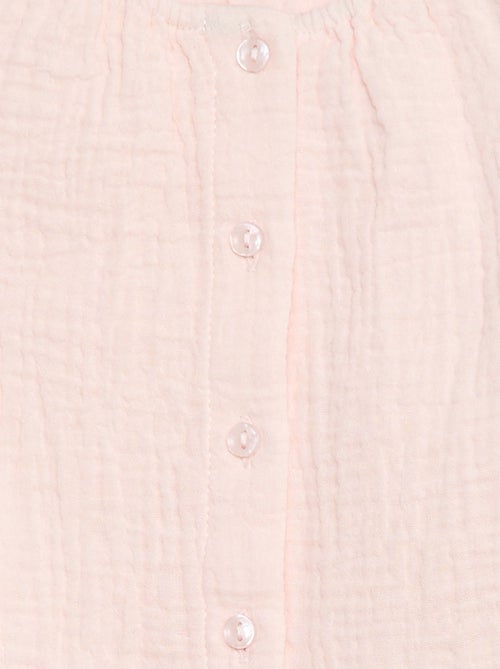 Top van zachte, luchtige katoen met korte mouw met ruches - Kiabi