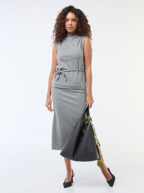 Top van zachte tricot met opstaande kraag - Kiabi