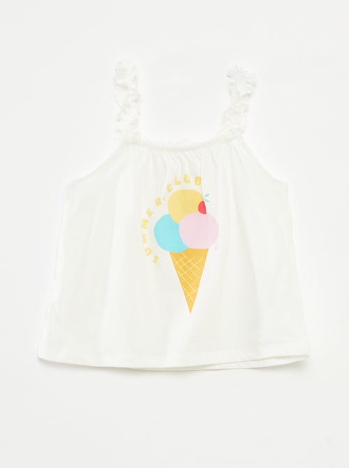 Topje met print en ruchebandjes - Kiabi