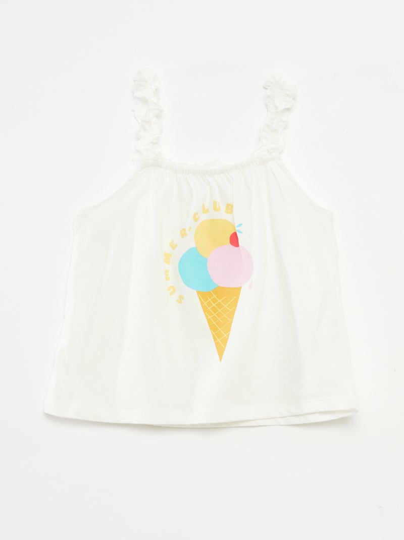 Topje met print en ruchebandjes BIEGE - Kiabi
