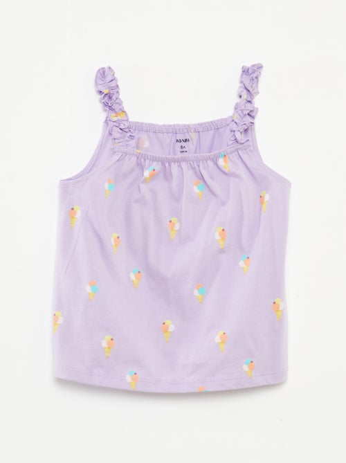 Topje met print en ruchebandjes - Kiabi