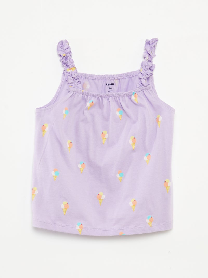 Topje met print en ruchebandjes BIEGE - Kiabi