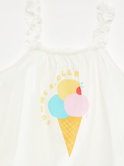 Topje met print en ruchebandjes - Kiabi