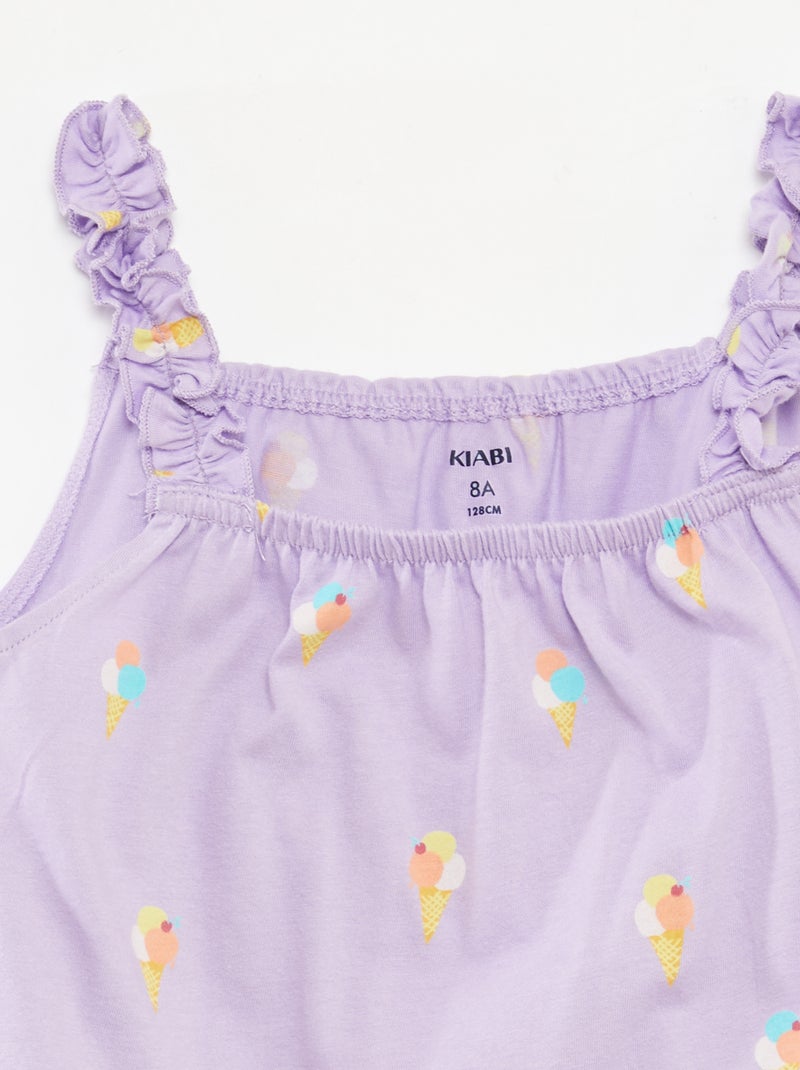 Topje met print en ruchebandjes BIEGE - Kiabi