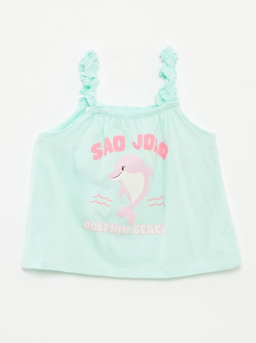 Topje met print en ruchebandjes - Kiabi