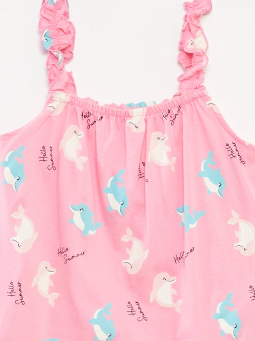 Topje met print en ruchebandjes - Kiabi