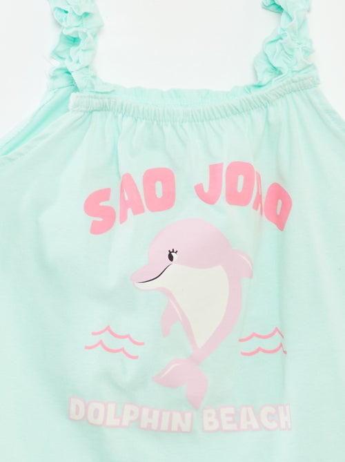 Topje met print en ruchebandjes - Kiabi