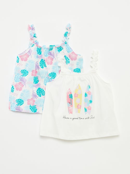 Topje met print en ruchebandjes - Kiabi