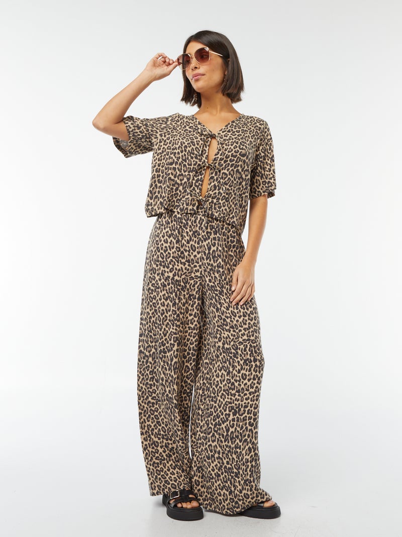 Top/vest met strikjes Biege - Kiabi