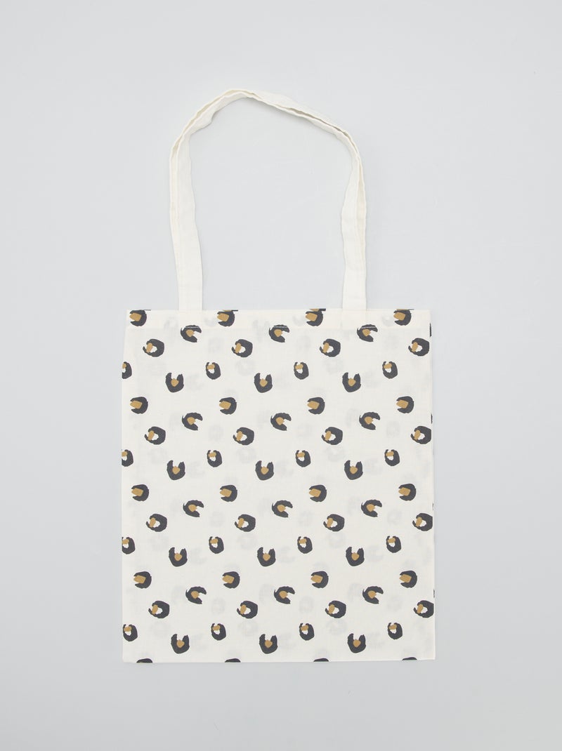 Totebag met luipaardprint WIT - Kiabi