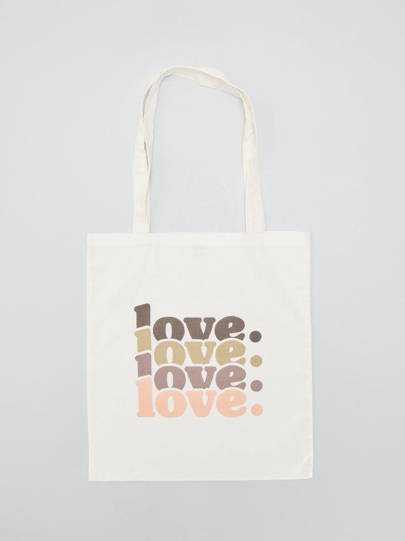 Totebag met opschrift 'love' WIT - Kiabi