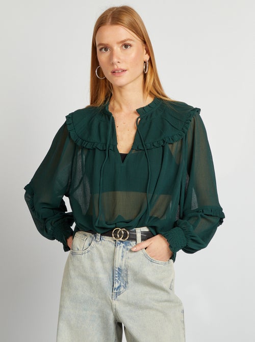 Transparante blouse met kraagje - Kiabi