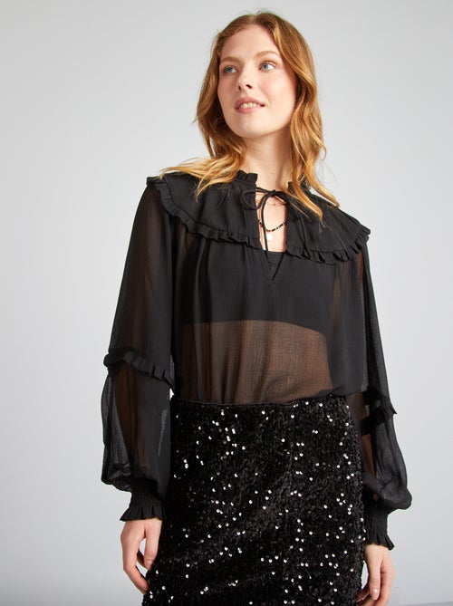 Transparante blouse met kraagje - Kiabi