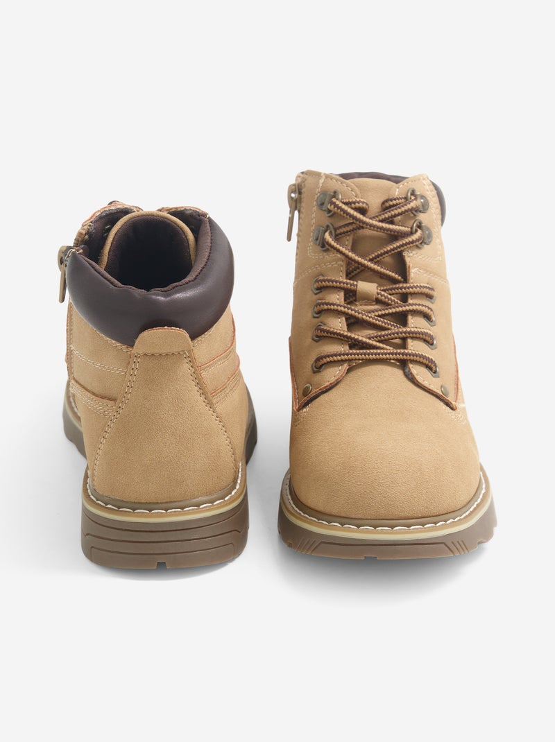 Trekkingboots met veters Bruin - Kiabi