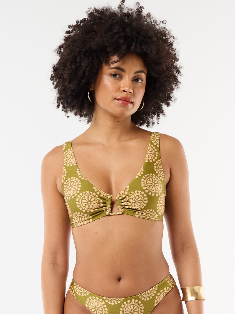 Triangel beha van microvezel met print Groen - Kiabi